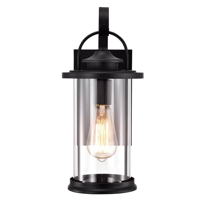 1-light Textured Black Outdoor Wall Lantern