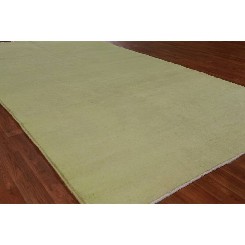 Hand Knotted Oriental 100% Wool Carpet Modern Solid Green Gabbeh Area Rug - 9' 8'' X 5' 3''