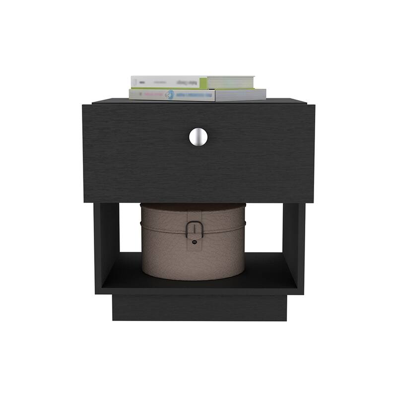 One Drawer Nightstand, Black Finish, Ready to Assemble