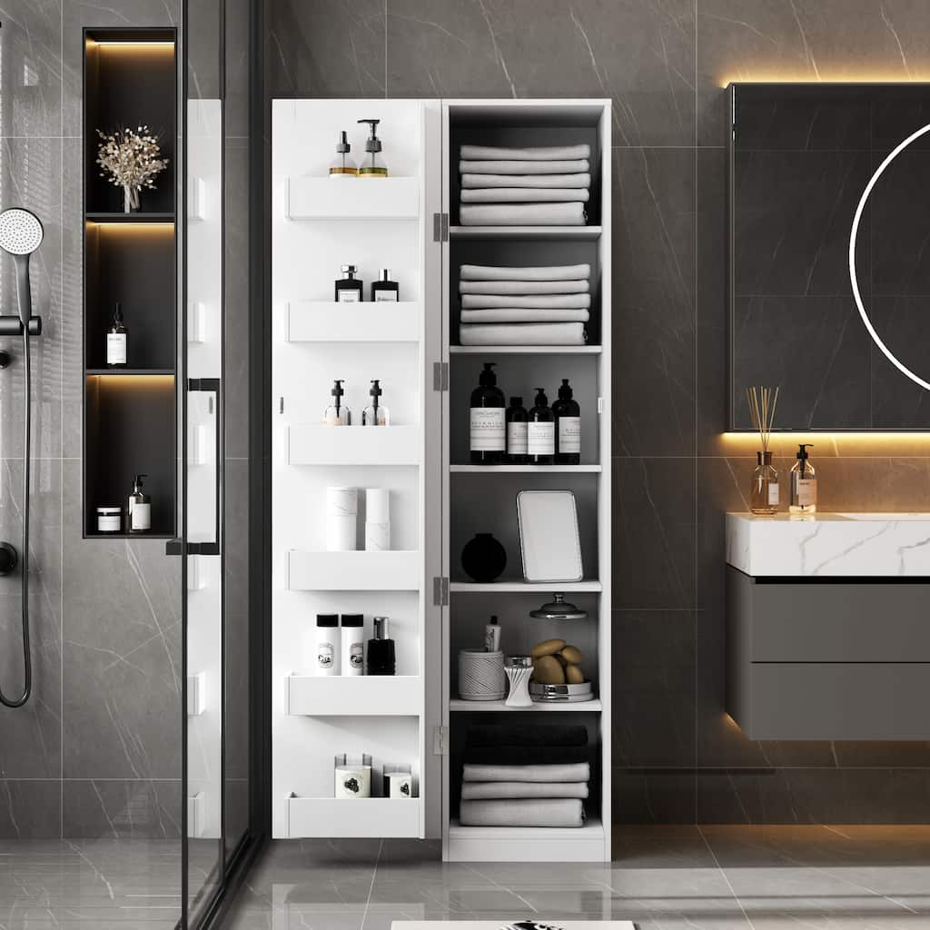 Modern Bathroom storage Cabinet, Freestanding Storage Cabinet with Doors & Shelves