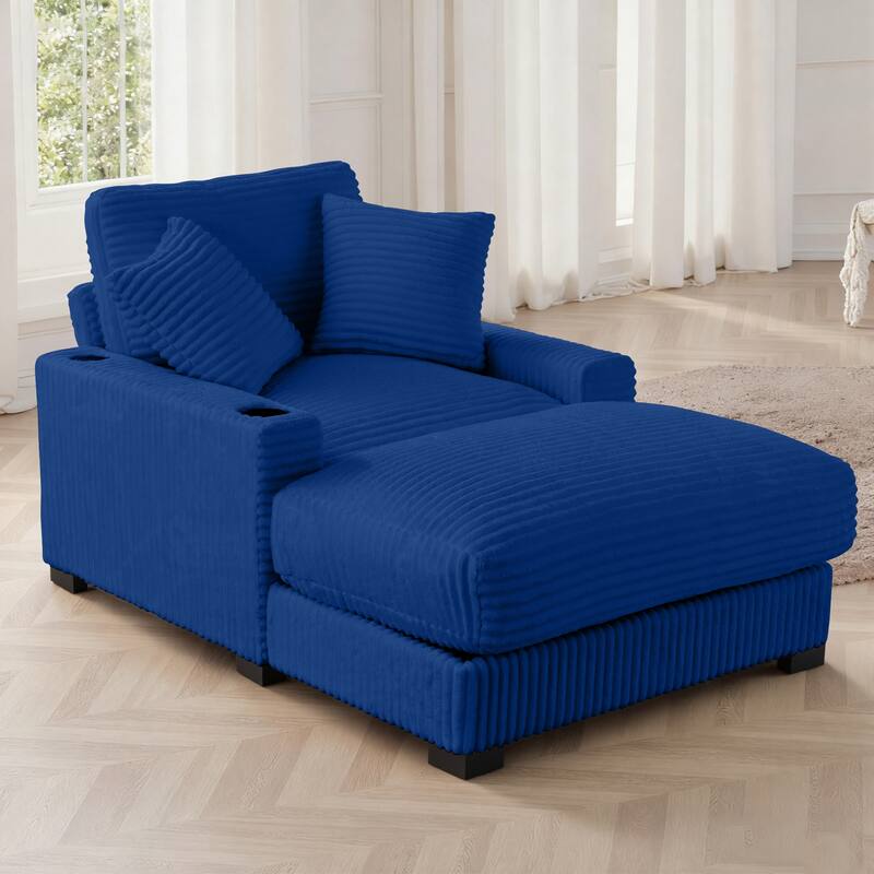GDFStudio - Polyester 1-Seater 40.9"W Chaise Lounge with Tufted Back and Arm
