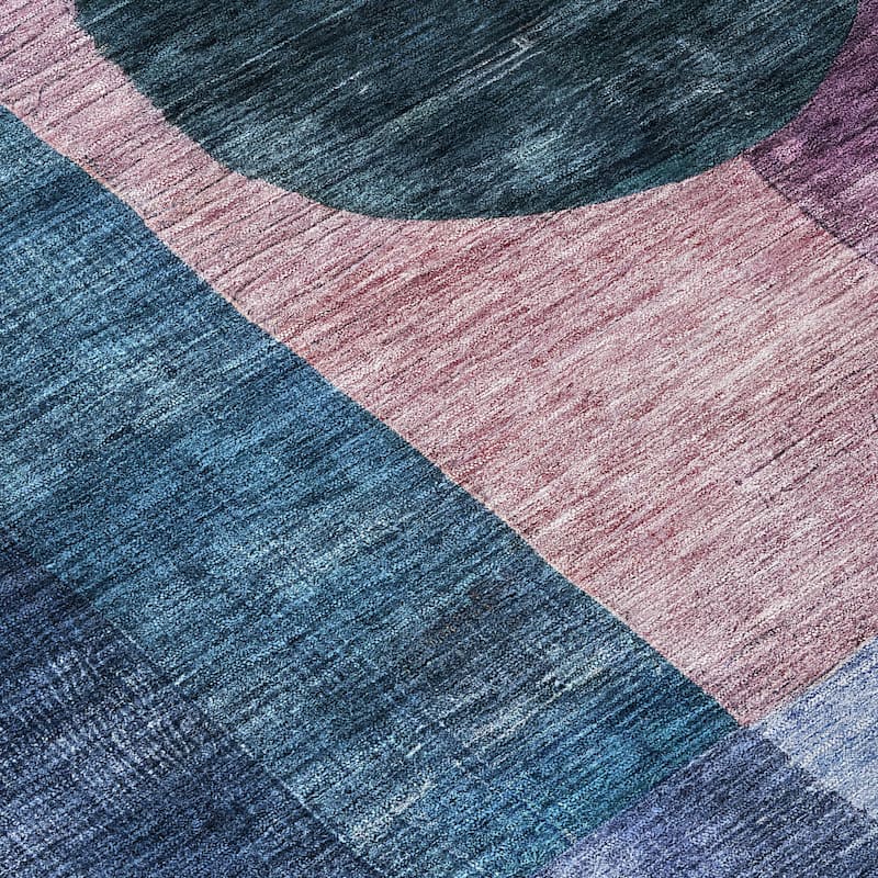 Machine Washable Indoor/ Outdoor Abstract Geo Chantille Rug