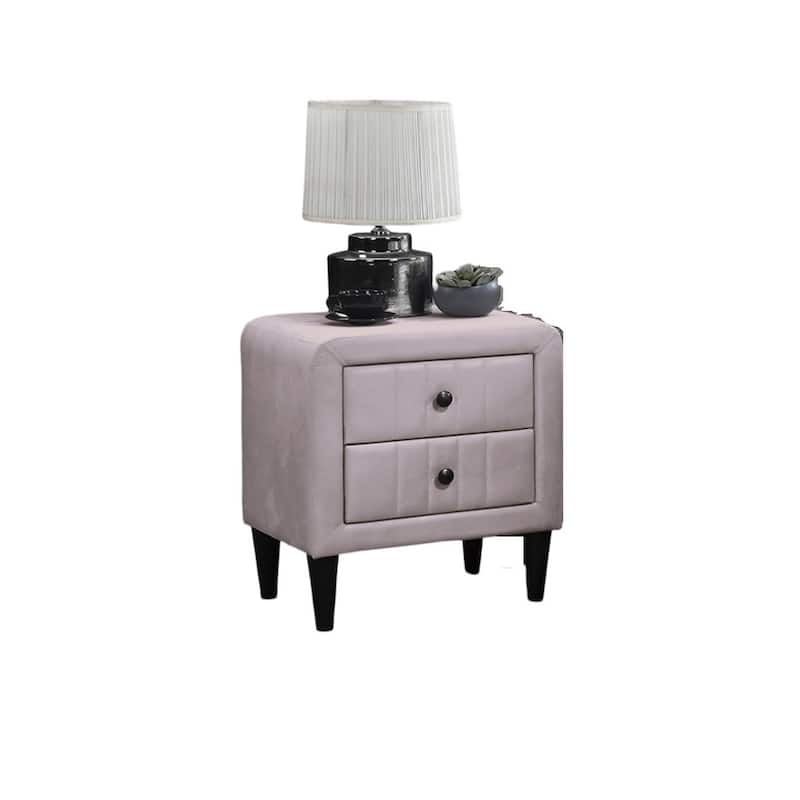 Modern Velvet Upholstered Nightstand，Bedside Storage Cabinet with Tempered Legs,Sofa Side Table with 2 Drawers