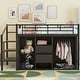 preview thumbnail 2 of 8, Black Metal Loft Bed with Drawers, Storage Staircase, and Wardrobe