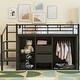 preview thumbnail 12 of 18, Metal Loft Bed with Drawers, Storage Staircase, and Wardrobe
