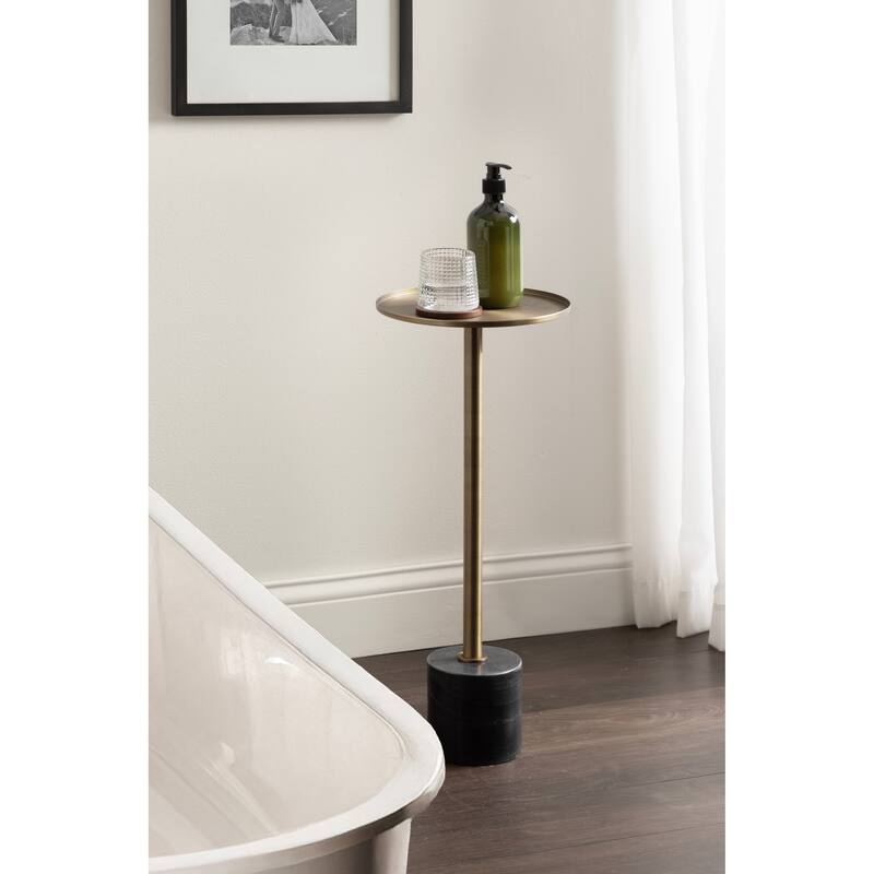 Kate and Laurel Vanora Metal and Marble Drink Table