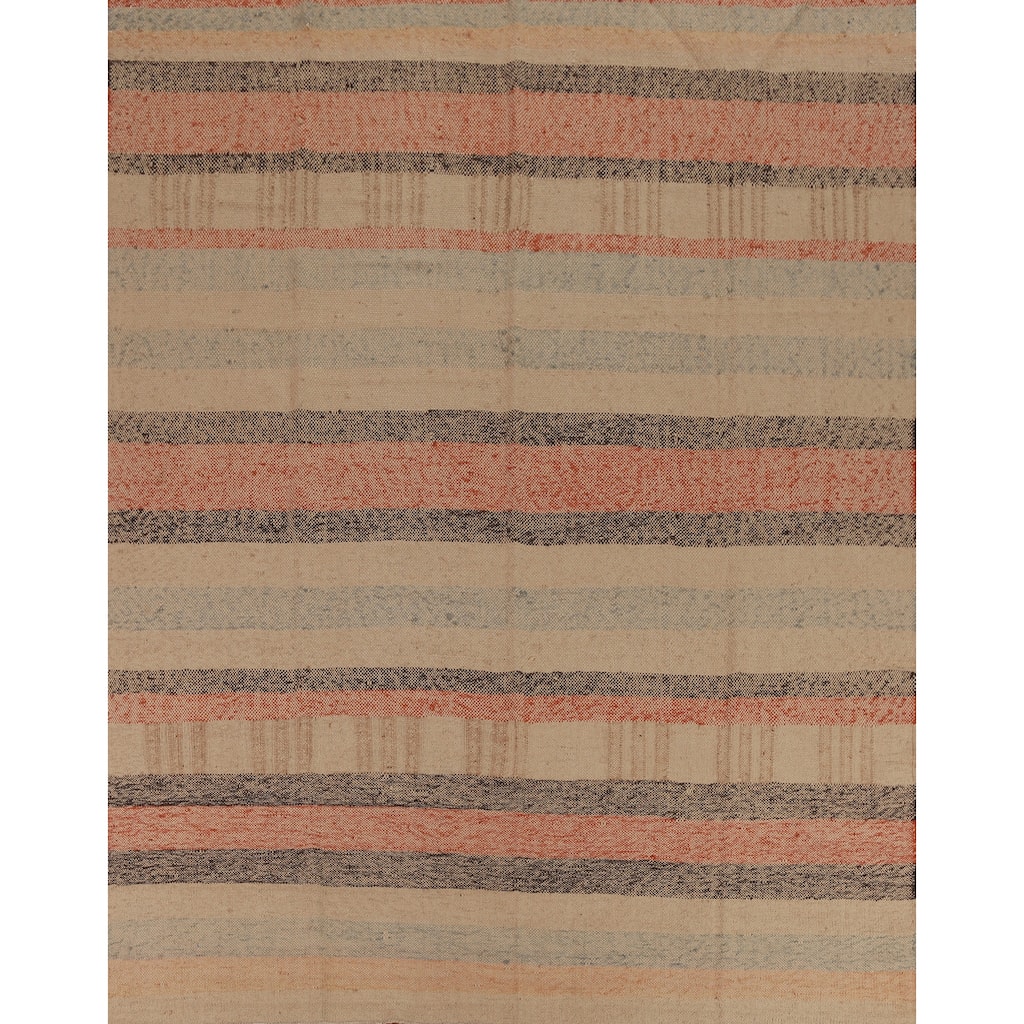 Hand Woven Oriental 100% Jute Carpet Modern Stripe Beige & Ivories Kilim Area Rug - 10' 0'' X 8' 9''