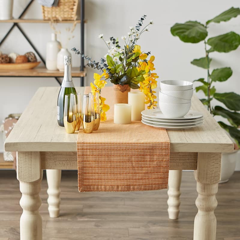 DII Pumpkin Spice Farmhouse Gingham Table Runner