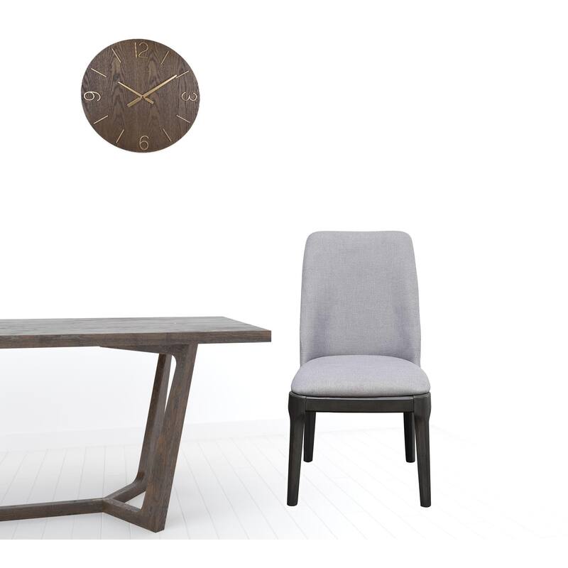 Light Grey Linen Side Chairs, Solid Wood Legs, Set of 2 - 23" L x 21" W x 39" H