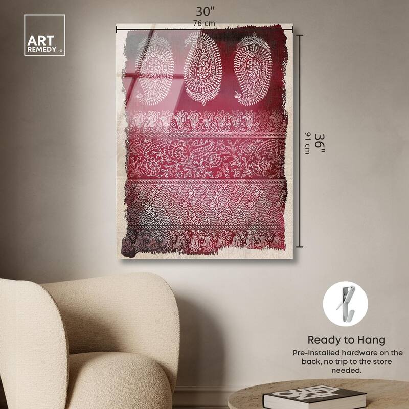 Burgundy Stamps Acrylic by Art Remedy, Ready to Hang