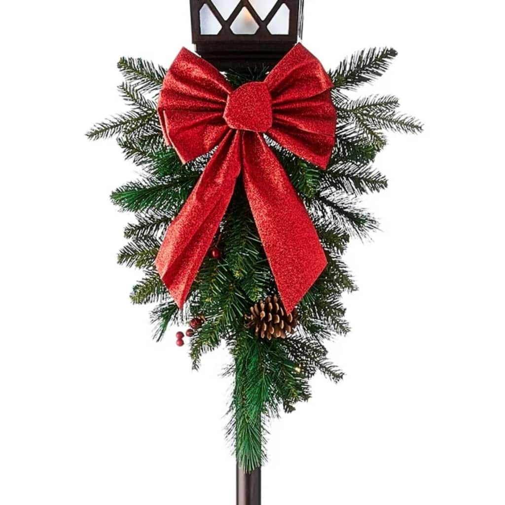 Christmas Lamp Post with 25 Warm White LED Lights