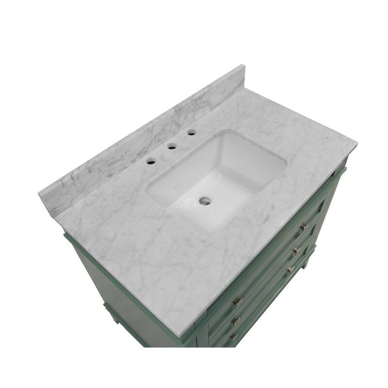 KitchenBathCollection Eleanor 36" Bathroom Vanity with Carrara Marble Top