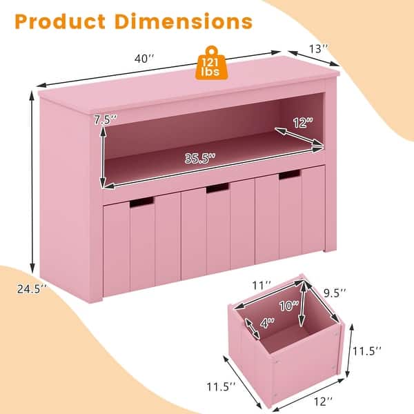 dimension image slide 0 of 3, Costway Storage Cabinet 3 Drawer Chest w/Wheels Large Storage Cube - See Details