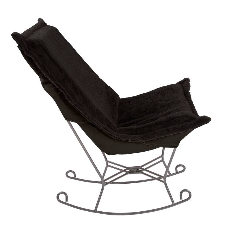 Allan Andrews Scroll Puff Rocker with Titanium Frame, Angora Collection