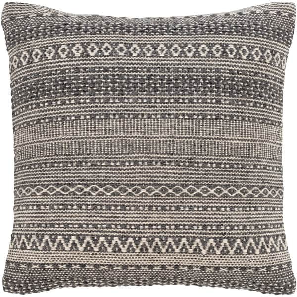 slide 3 of 3, Artistic Weavers Loma Bohemian Striped Throw Pillow Cover 20" x 20" Cover - Charcoal