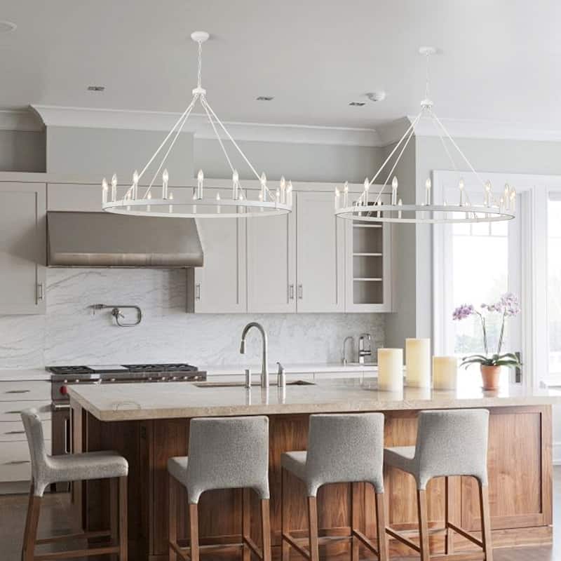 20-Light Modern Farmhouse Chandelier, 47.24 Inch Wagon Wheel Chandelier for Living Room Kitchen Island Dining Foyer