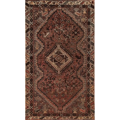 Vegetable Dye Qashqai Persian Rug Hand-knotted Antique Wool Carpet - 3'9"x 6'8"