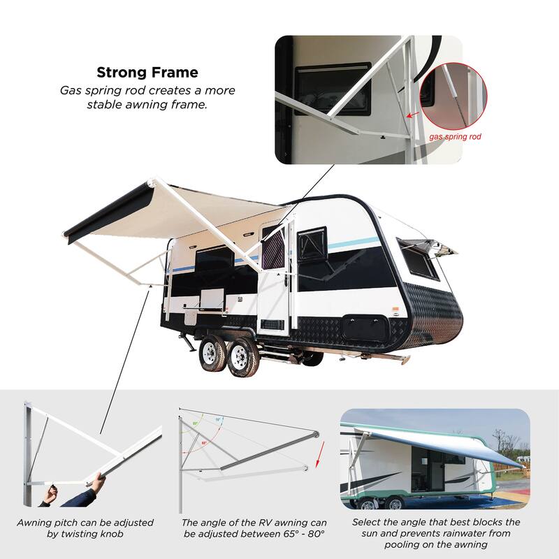 ALEKO Motorized Retractable 20 X 8 ft RV Awning or Patio Canopy Black Fade