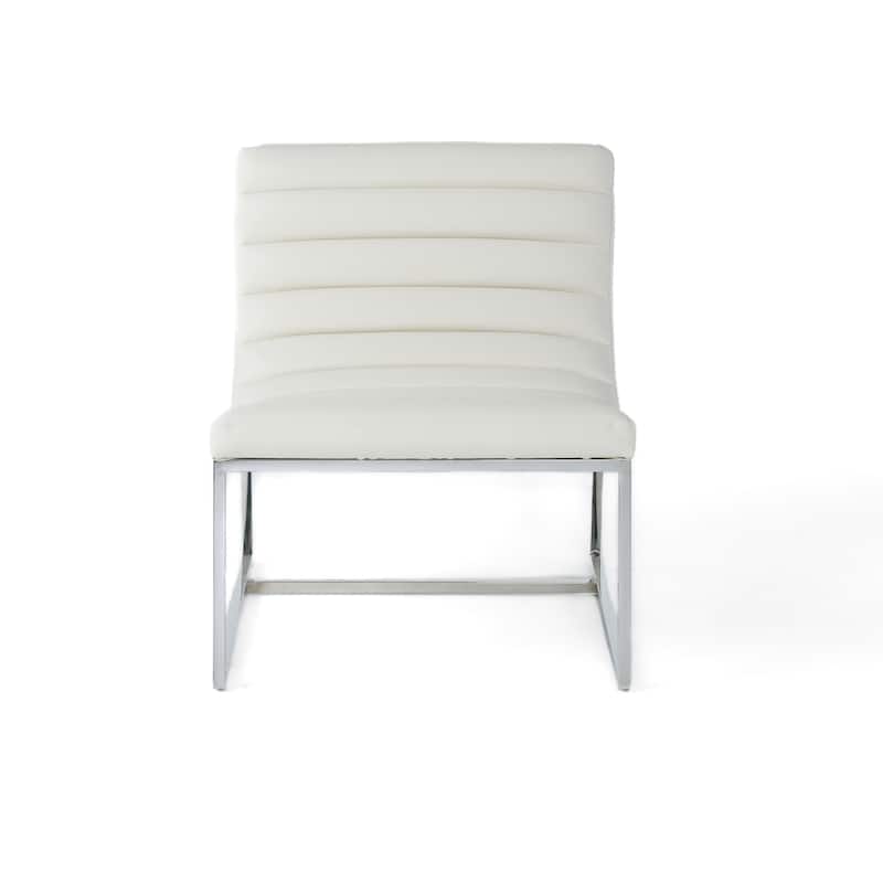 Parisian White Leather Sofa Chair by Christopher Knight Home