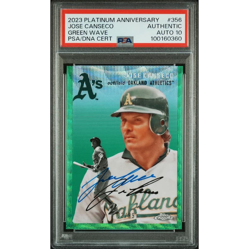 Jose Canseco 2023 Topps Chrome Green Wave Signed Card #356 Auto Graded PSA 10 - 8' x 11'