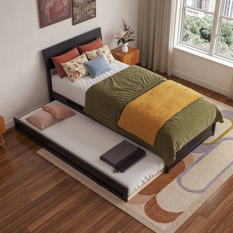 Norla Wood Platform Bed with Trundle