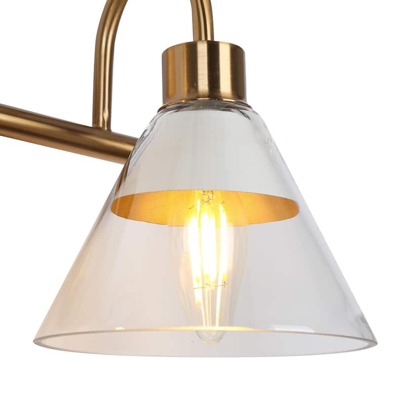 Seticy Mid-century Modern Gold 2-Light Linear Glass White Bathroom Vanity Lights Dimmable - L 13.5"* W 7"* H 7"