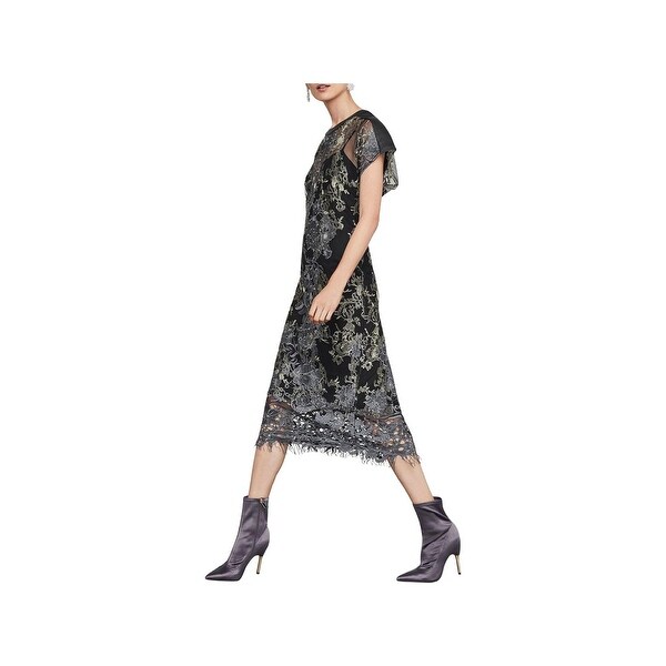 bcbgmaxazria metallic midi dress