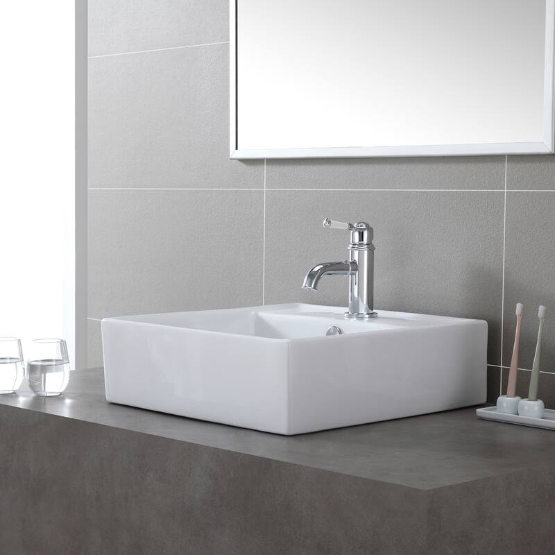 Kraus 18-1/2" Ceramic Vessel Bathroom Sink - Includes Pop-Up Drain