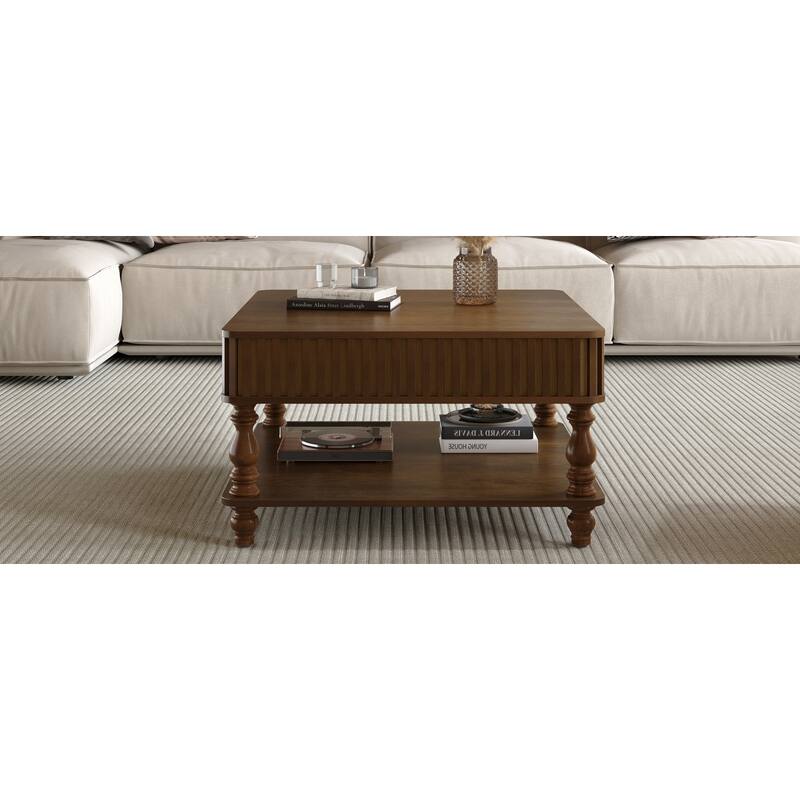 GDF Studio - Belfair Fluted Lift-Top Coffee Table with Hidden Storage
