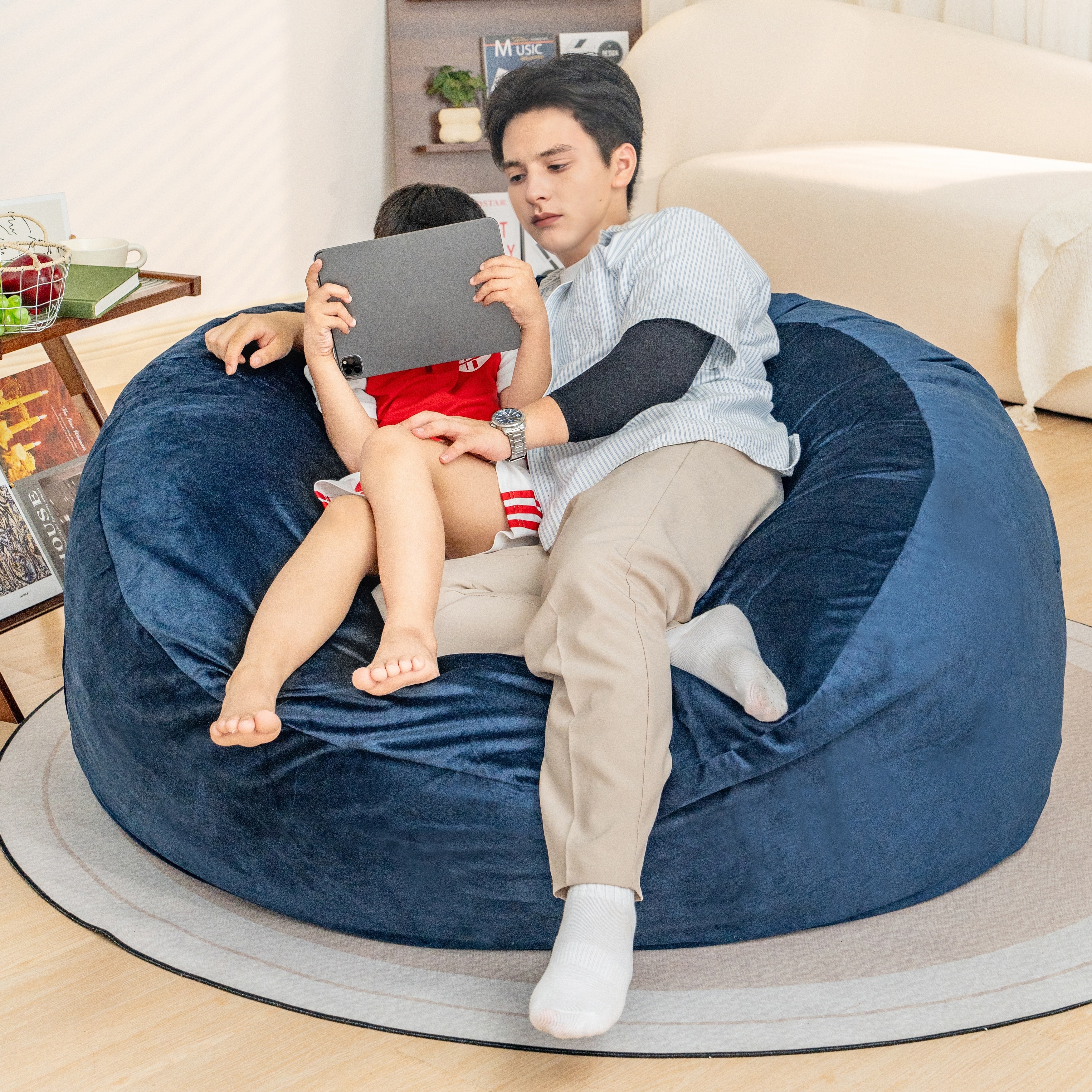 Bean Bag Chair with Portable Handle Lazy Sofa Chair Lounge Chair