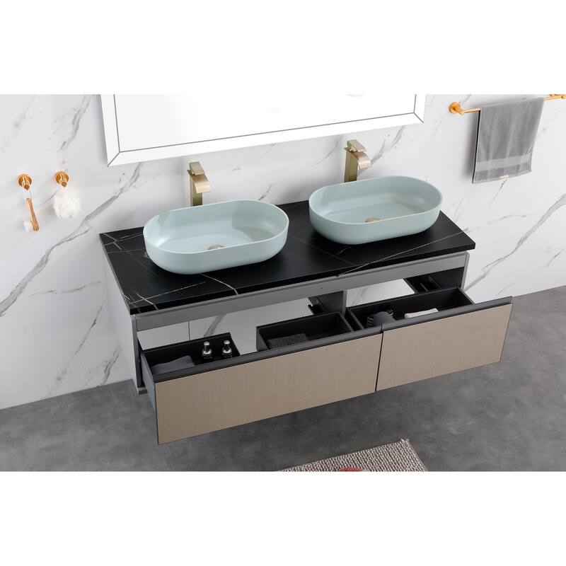 Modern 24-Inch Acrylic Bathroom Sink with Hydrophobic Surface, Non-Porous and Durable Design - 24in L