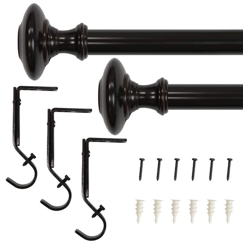 Lumi 1" Single Curtain Rod Brushed Nickel /Oil Rubbed Bronze- Knob - 72"-144" - Oil Rubbed Bronze