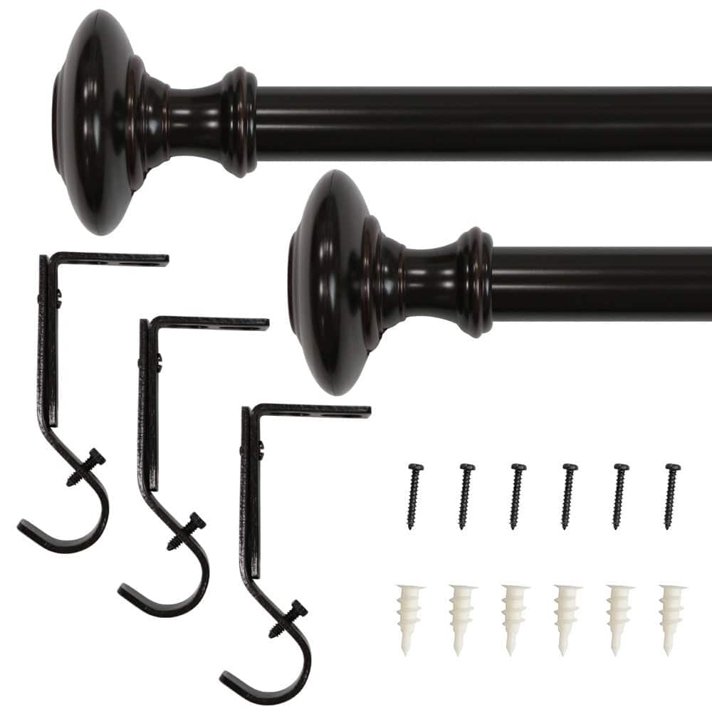 Lumi 1" Single Curtain Rod Brushed Nickel /Oil Rubbed Bronze- Knob