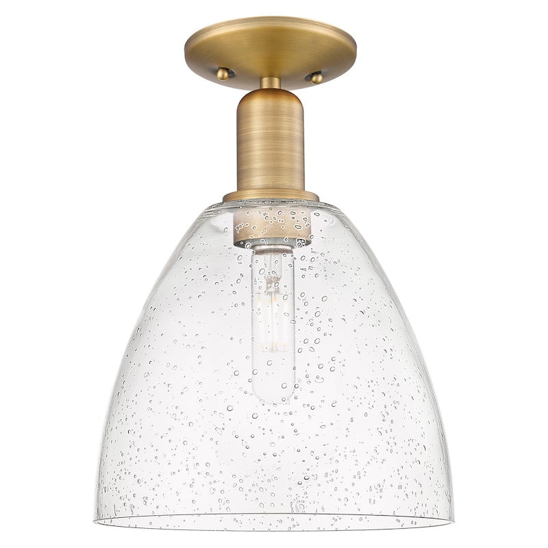 Innovations Lighting 716-1C-13-9 Bristol Semi-Flush Bristol 9" Wide - Brushed Brass / Seedy