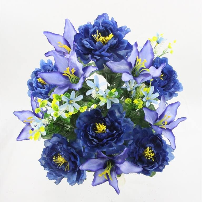 Spring Artificial Flowers and Mixed Bush 18 Stems, ABN1B009-RYL_BL_MIX
