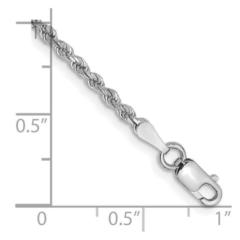 Curata 10k White Gold Unisex 2mm Diamond Cut Rope Chain Bracelet Optons: 7" 8" 9"