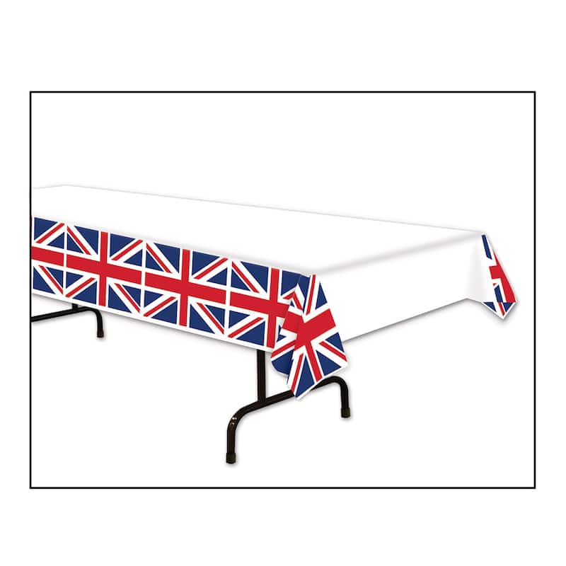 Club 12 White Red Union Jack British Flag Disposable Table Covers 9'