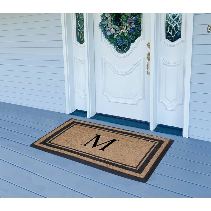 A1HC Picture Frame Natural Rubber & Coir Large Monogrammed Doormat 24"x48"