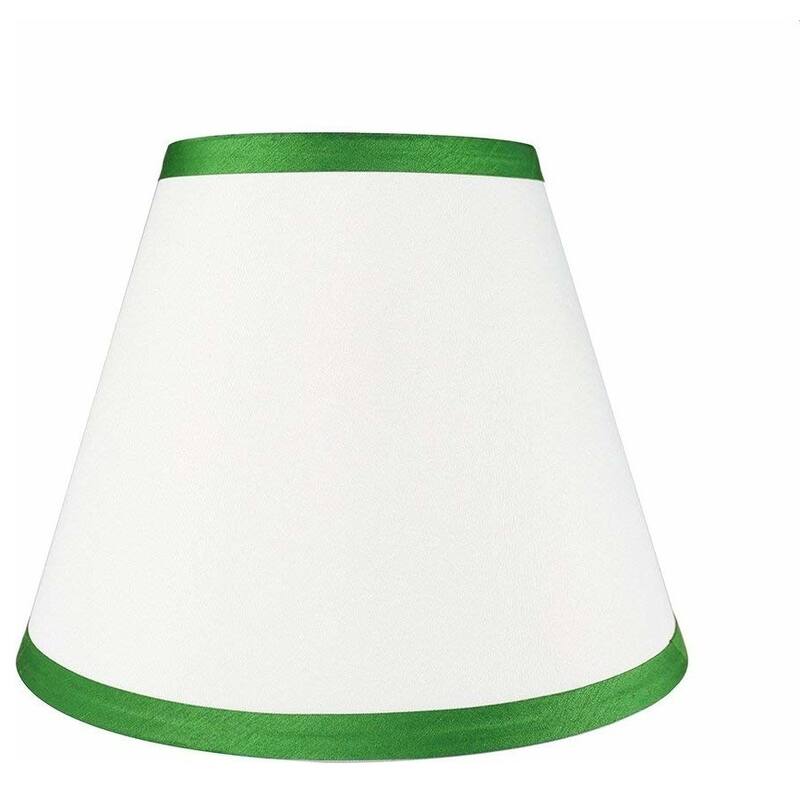 Hardback Faux Silk Conical Lamp Shade, 5 inch Top, 9 inch Bottom, 7 inch Slant - Single - Off White, Green