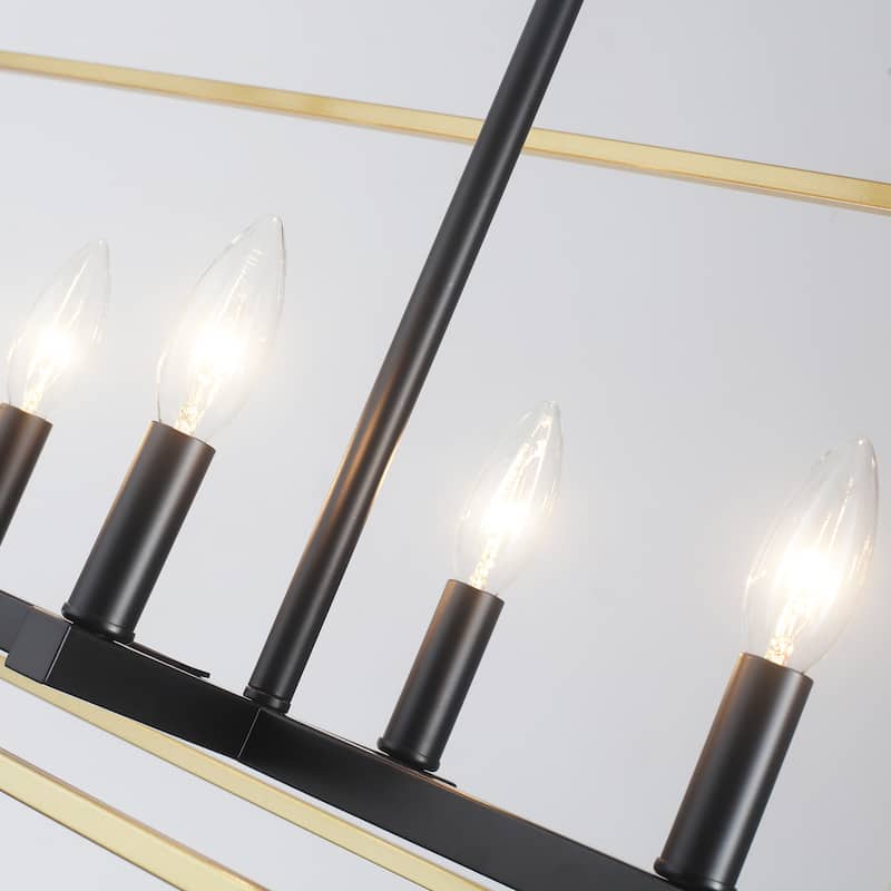 37.79" Wide 7-Light Traditional Farmhouse Rectangle Chandelier, Semi Flush Mount Chandelier, Kitchen Island Chandelier