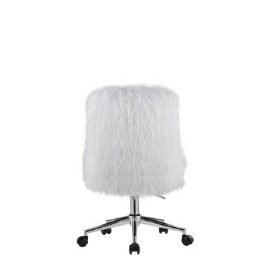 Modern High-End Luxury Style 360 Degree Swivel Adjustable Seat Height Faux Fur Office Chair, 5-Star Base with Caster Wheels