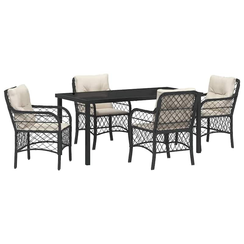 vidaXL Garden Dining Set with Cushion Poly Rattan
