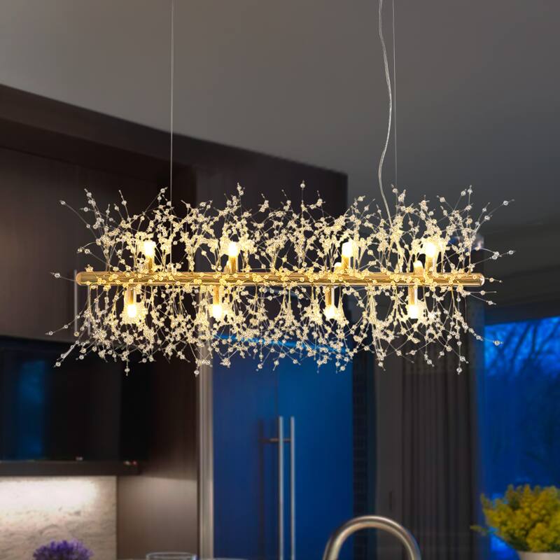 12-Light Modern Fireworks Crystal Chandelier for Dining Room