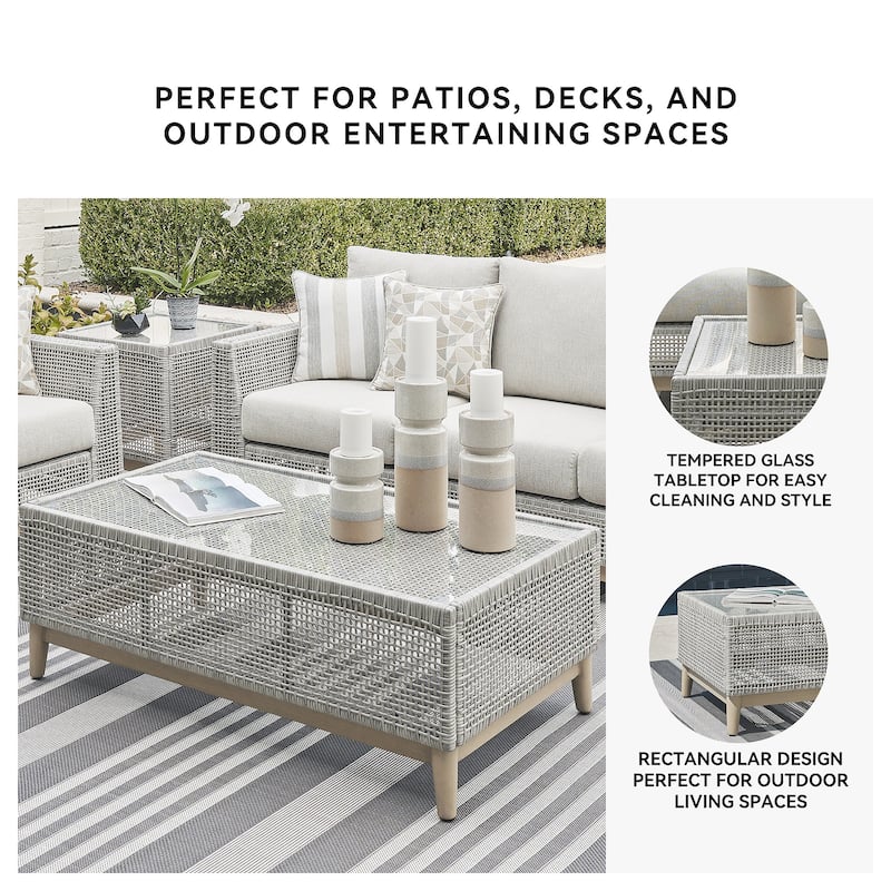 Signature Design by Ashley Seton Creek Gray Outdoor Coffee Table - 49.88" W x 28" D x 18" H