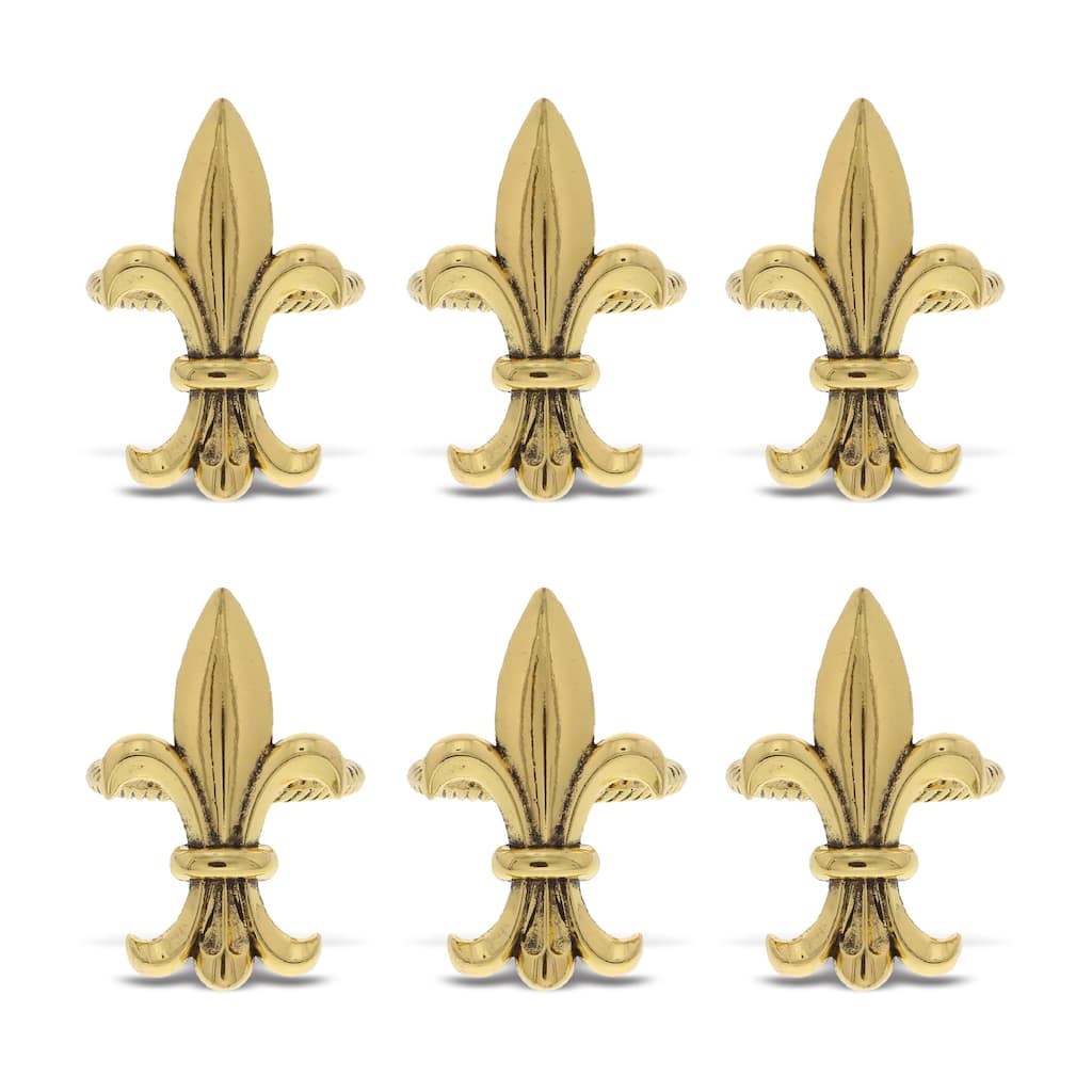 KitchaBon Fleur De Lis Gold Napkin Rings for Table Decor - Set of 6 - 2.15 x 1.3 x 1.65 inches