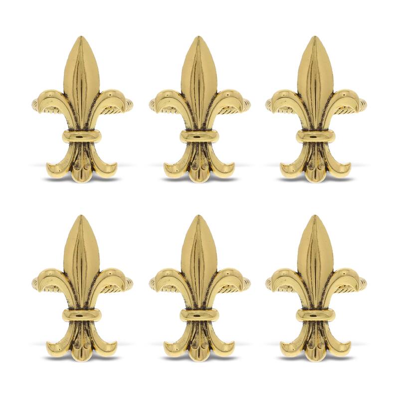 KitchaBon Fleur De Lis Gold Napkin Rings for Table Decor - Set of 6 - 2.15 x 1.3 x 1.65 inches
