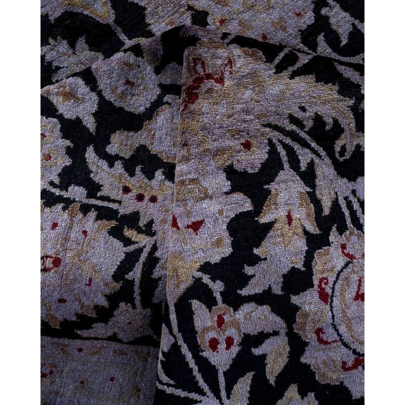 Overton Hand Knotted Wool Vintage Inspired Modern Contemporary Overdyed Gray Area Rug - 6' 2" x 8' 3"