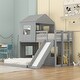 preview thumbnail 18 of 23, Twin Over Twin Loft Bunk Bed Playhouse Bedframe with Slide and Roof