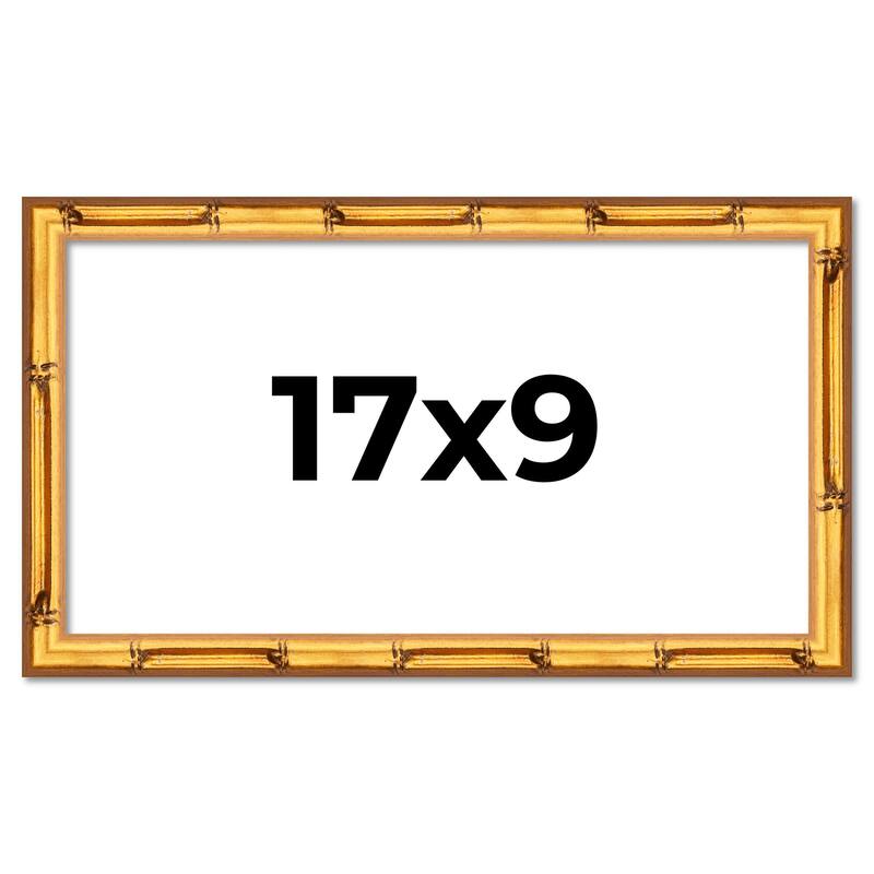 17x9 Frame Gold Bamboo Picture Frame Modern Photo Frame Includes UV Acrylic Shatter Guard Front Acid Free Foam Backing Board
