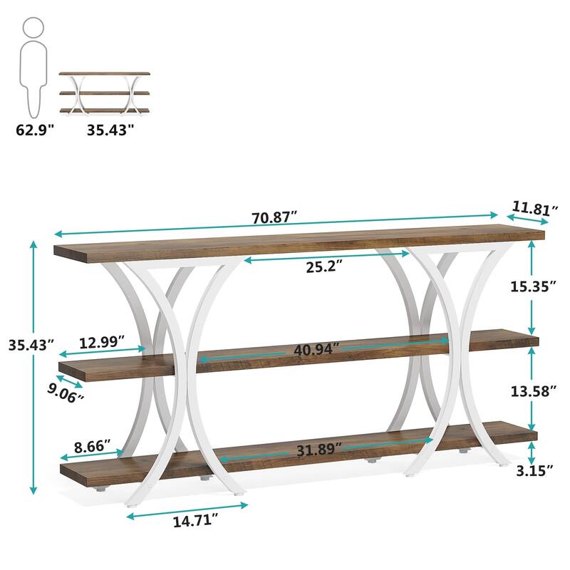 Console Table with Storage Shelf, 70.8 Inch Long Sofa Table Entry Table for Living Room Hallway